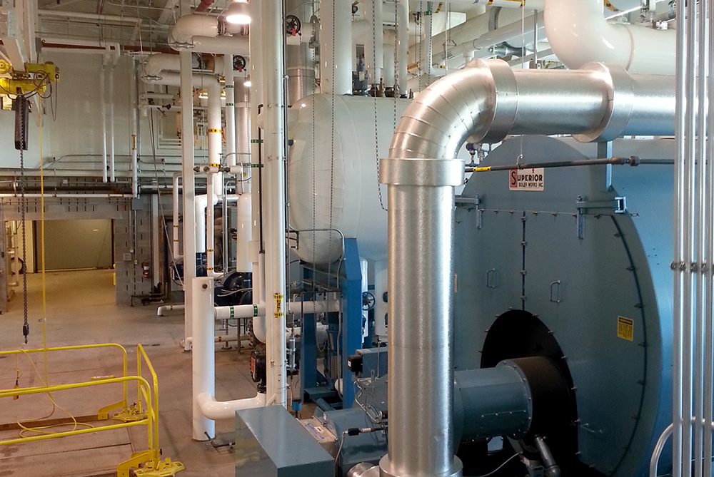 Industrial equipment installation with mechanical ductwork
