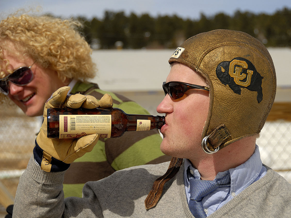 Team member drinking out of bottle